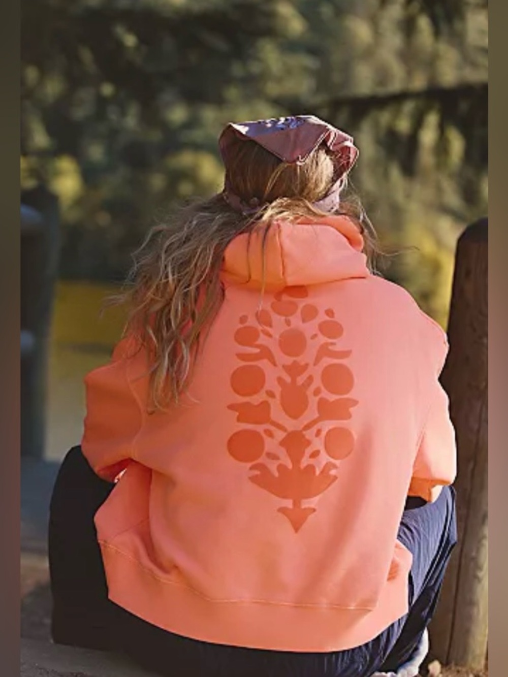 Free people flocked buti logo hoodie size small